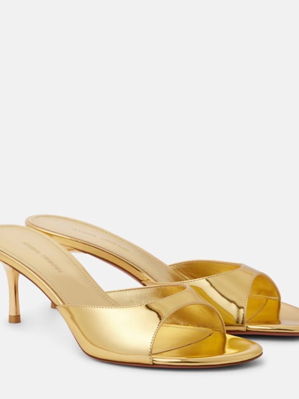 Amina Muaddi Jeanne 60 metallic leather mules Size 38